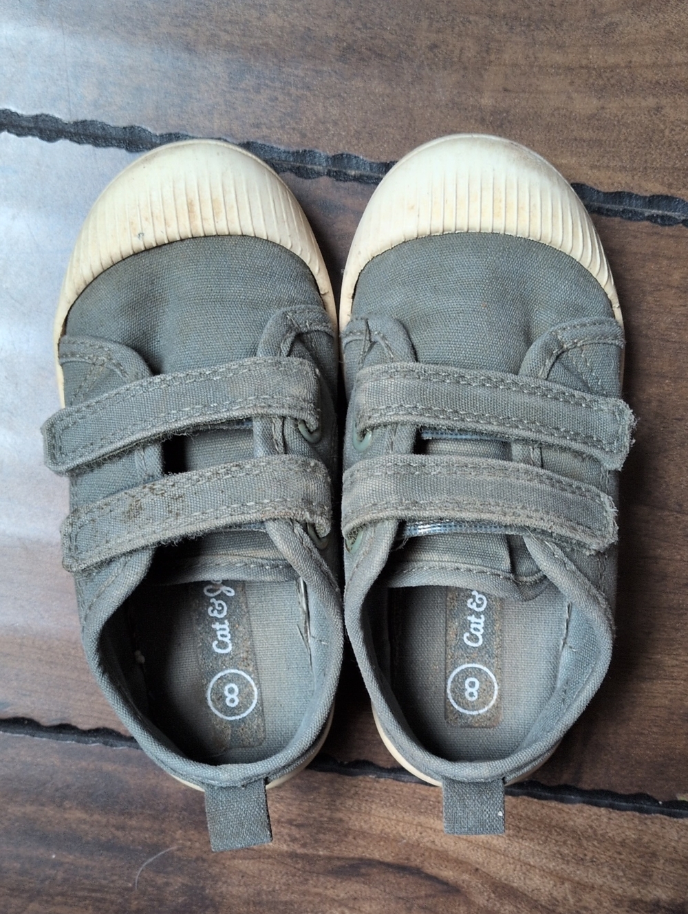 Cat & Jack Canvas Sneakers in Olive Green โ Velcro Closure